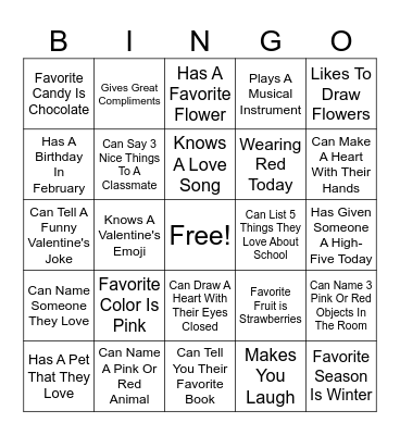 Valentine's BINGO! Bingo Card