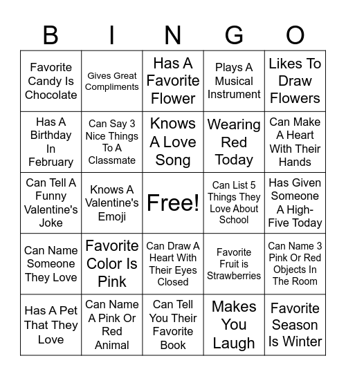 Valentine's BINGO! Bingo Card
