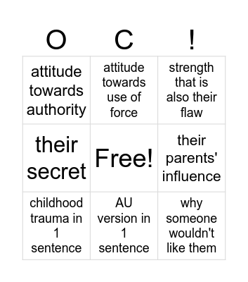 jiuchives' oc discussion bingo! Bingo Card