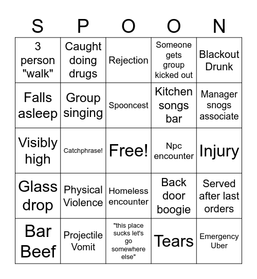 Spoonsnightbingo Card