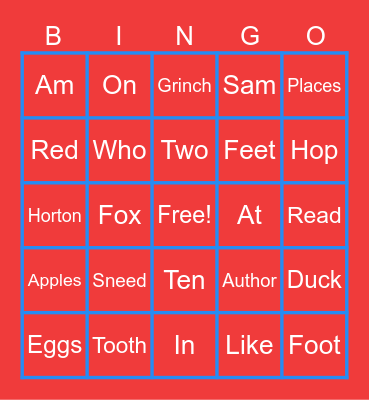 Dr. Seuss BINGO Card