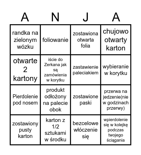 Nawiedzone Bingo Card