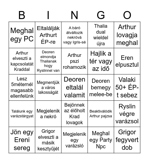 Magus bingó Bingo Card
