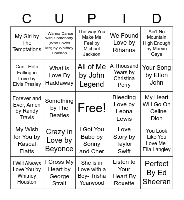 Valentine Bingo Card
