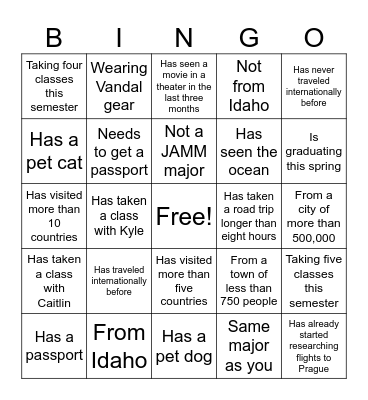 Storytelling in Prague BINGO Card