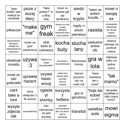 mezczyzni bingo Card