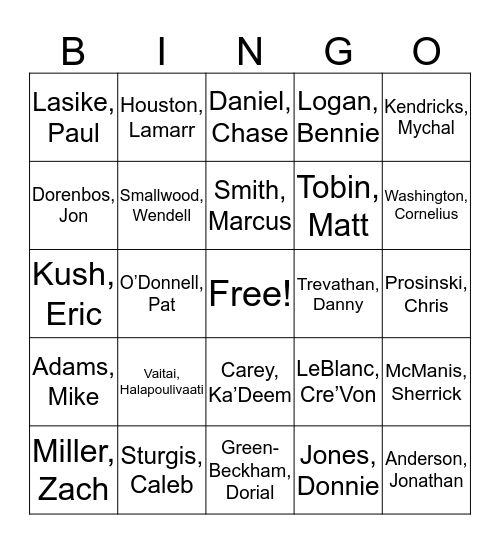 sept 19 game Bingo Card