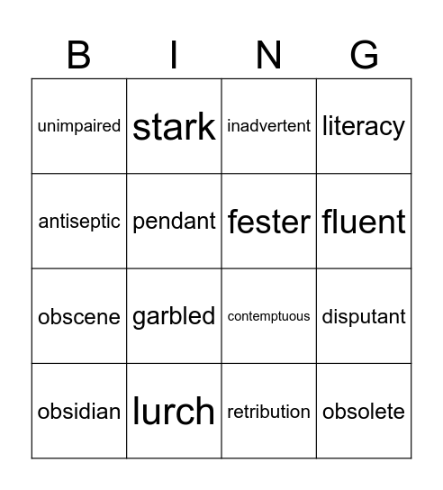Speech sounds Bingo Card