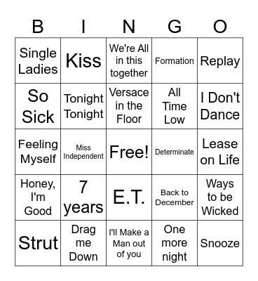ZaKiyah Word Bingo Card