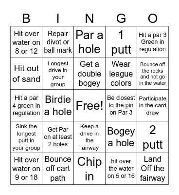 LLGA 9 Holers Bingo Card