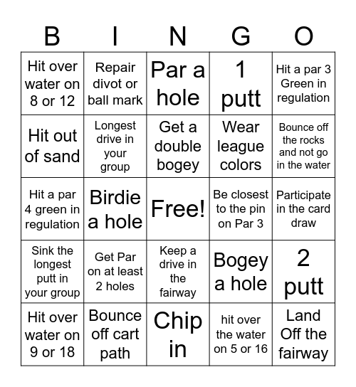LLGA 9 Holers Bingo Card