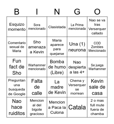 Solar Bingo Card
