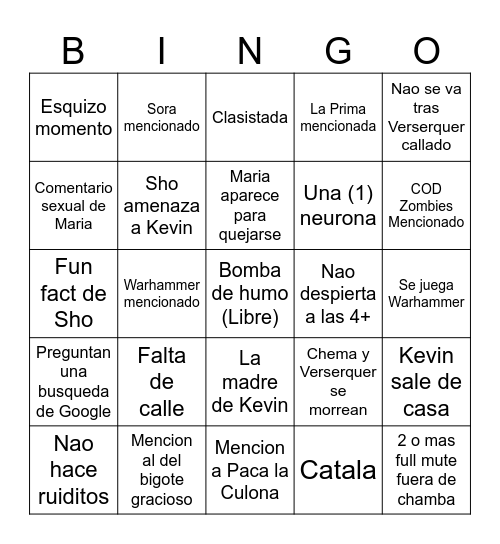 Solar Bingo Card