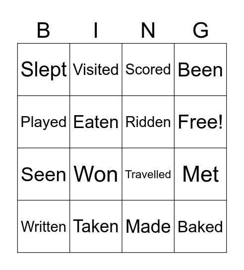 Past Participle Bingoooo Bingo Card