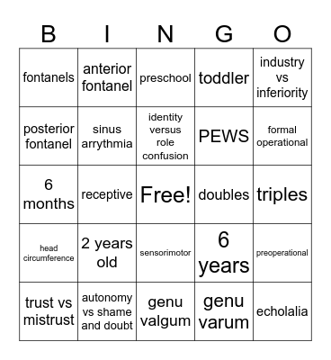 Development Bingo Card