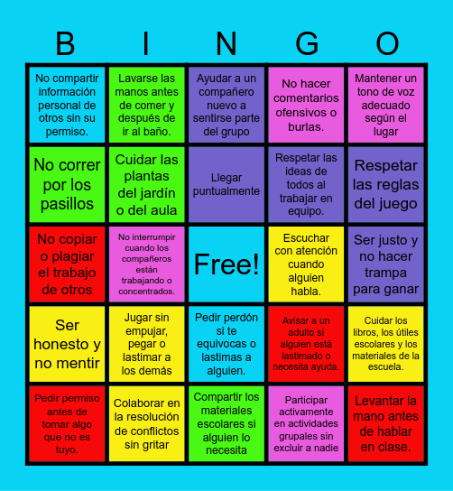BINGO DE LAS NORMAS SOCIALES Bingo Card