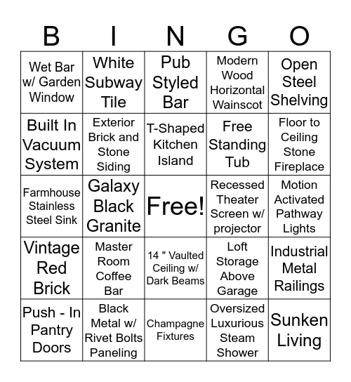 Builder Bingo  Bingo Card