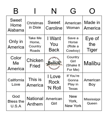 Songs About the U.S.A. Bingo Card