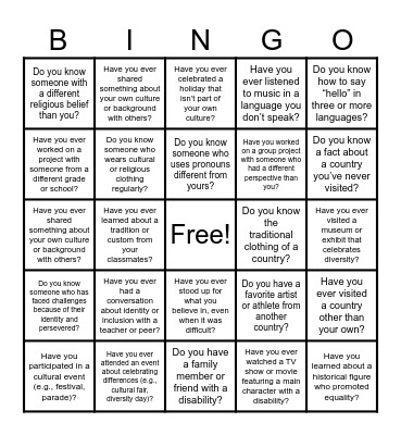 Diversity & Inclusion Bingo Card