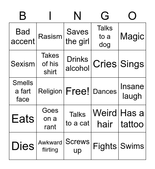 Nicholas Cage Bingo Card