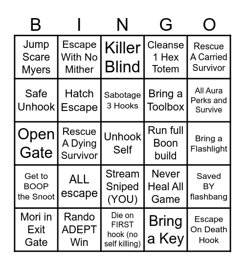 DBD Bingo Card