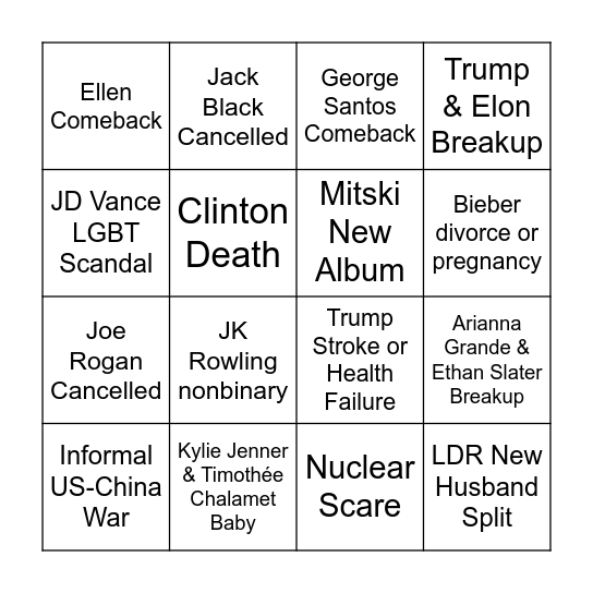 2025 Bingo Card