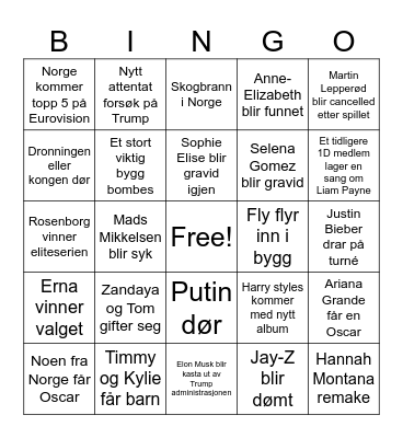 Lissans bingocard for 2025 Bingo Card