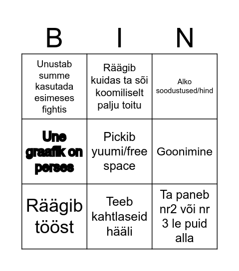Omar Bingo Card