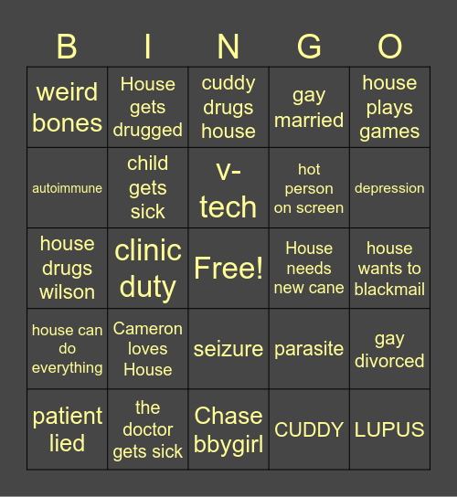 Housego Bingo Card