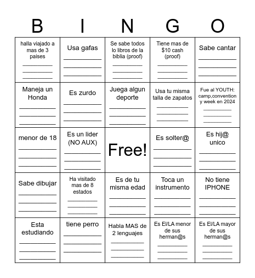 ENCUENTRA ALGUIEN QUE ... Bingo Card
