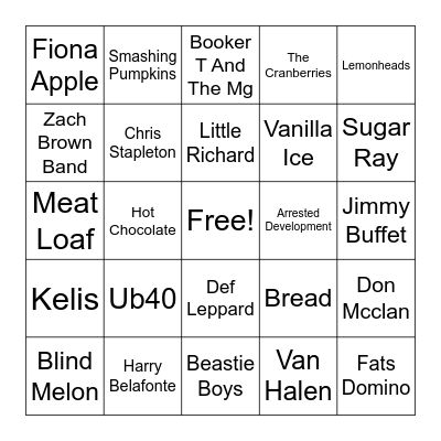 Food & Drink Bingo Card