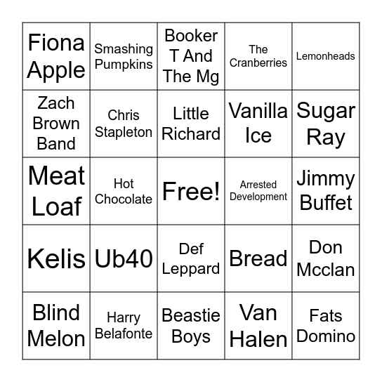 Food & Drink Bingo Card