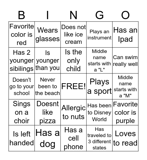 G. I. R. L. S. Bingo Card