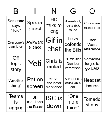 Huddle Bingo Card
