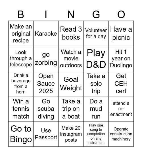 2025 Bingo Car Bingo Card