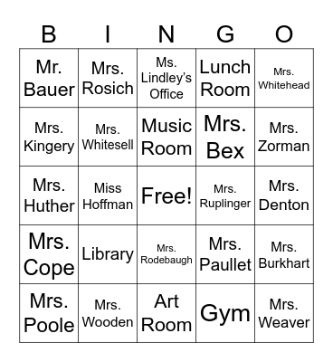 Open House Bingo Card