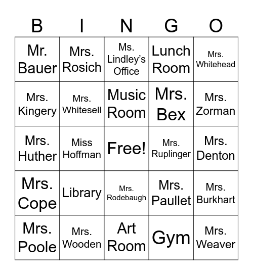 Open House Bingo Card