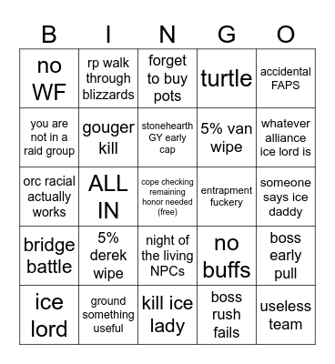 Alterac Valley Bingo Card