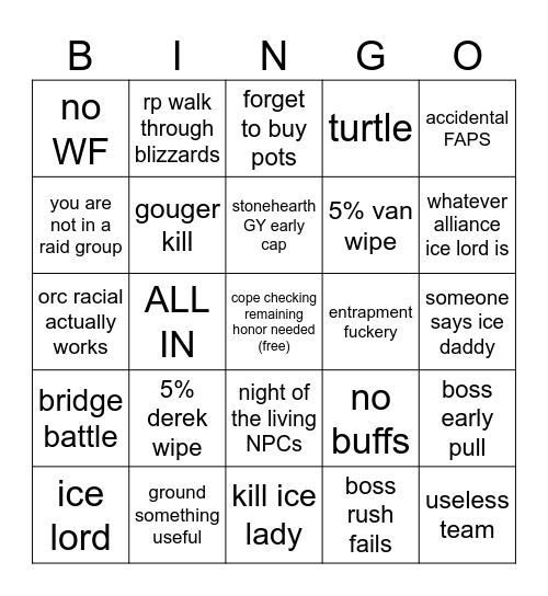 Alterac Valley Bingo Card