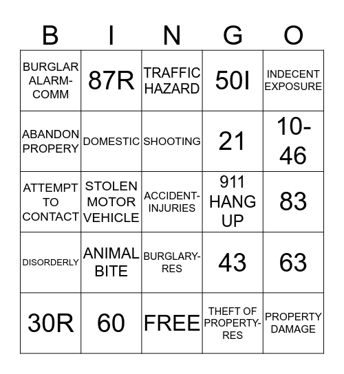 CALL TAKERS Bingo Card