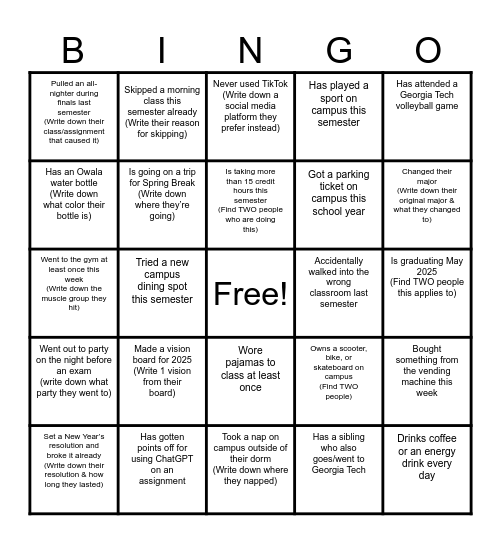New Year, New Connections Bingo Card