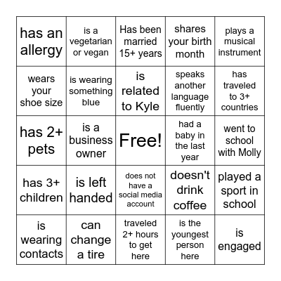 Find the Guest  who Bingo Card