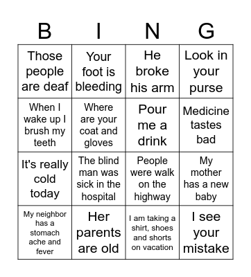 ASL Review Bingo Card