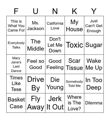 MILLENIAL MIXTAPE 2.0 Bingo Card