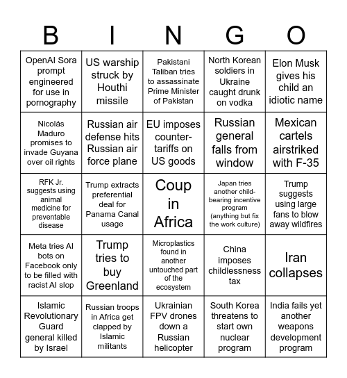 2025 Bingo Card