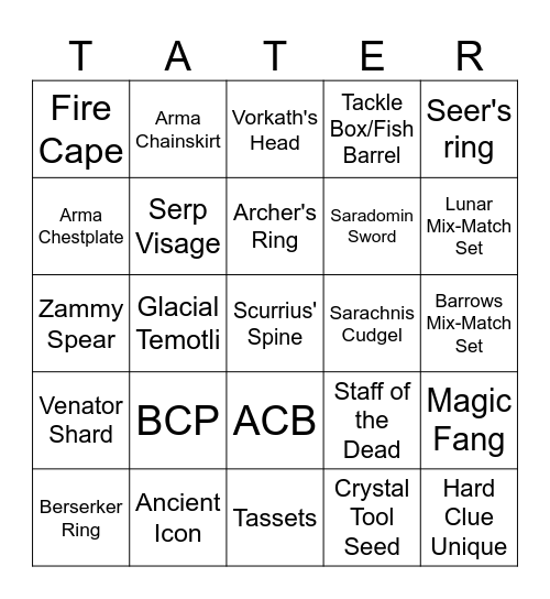 Tater Town Bingo! Bingo Card