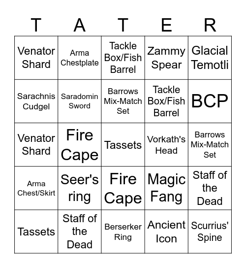 Tater Town Bingo! Bingo Card