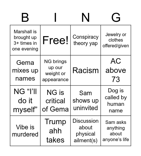 Untitled Bingo Card