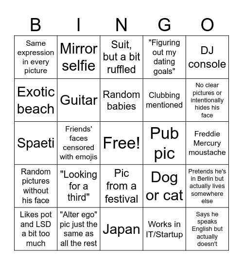 Berlin Hinge Straight Guys Bingo Card