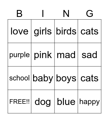 Emontial Development Bingo Card